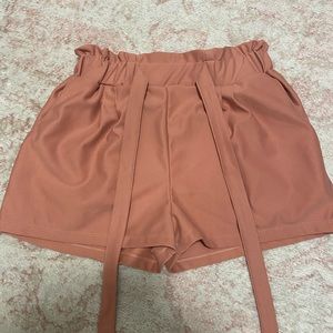 Pink paper bag high waisted tie shorts | Size small